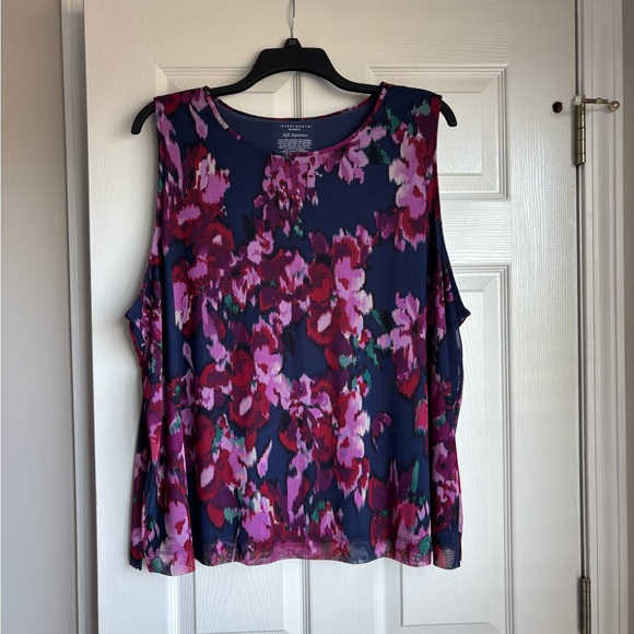 Investments Tops - Investments Floral Tank Top - Pink and Purple